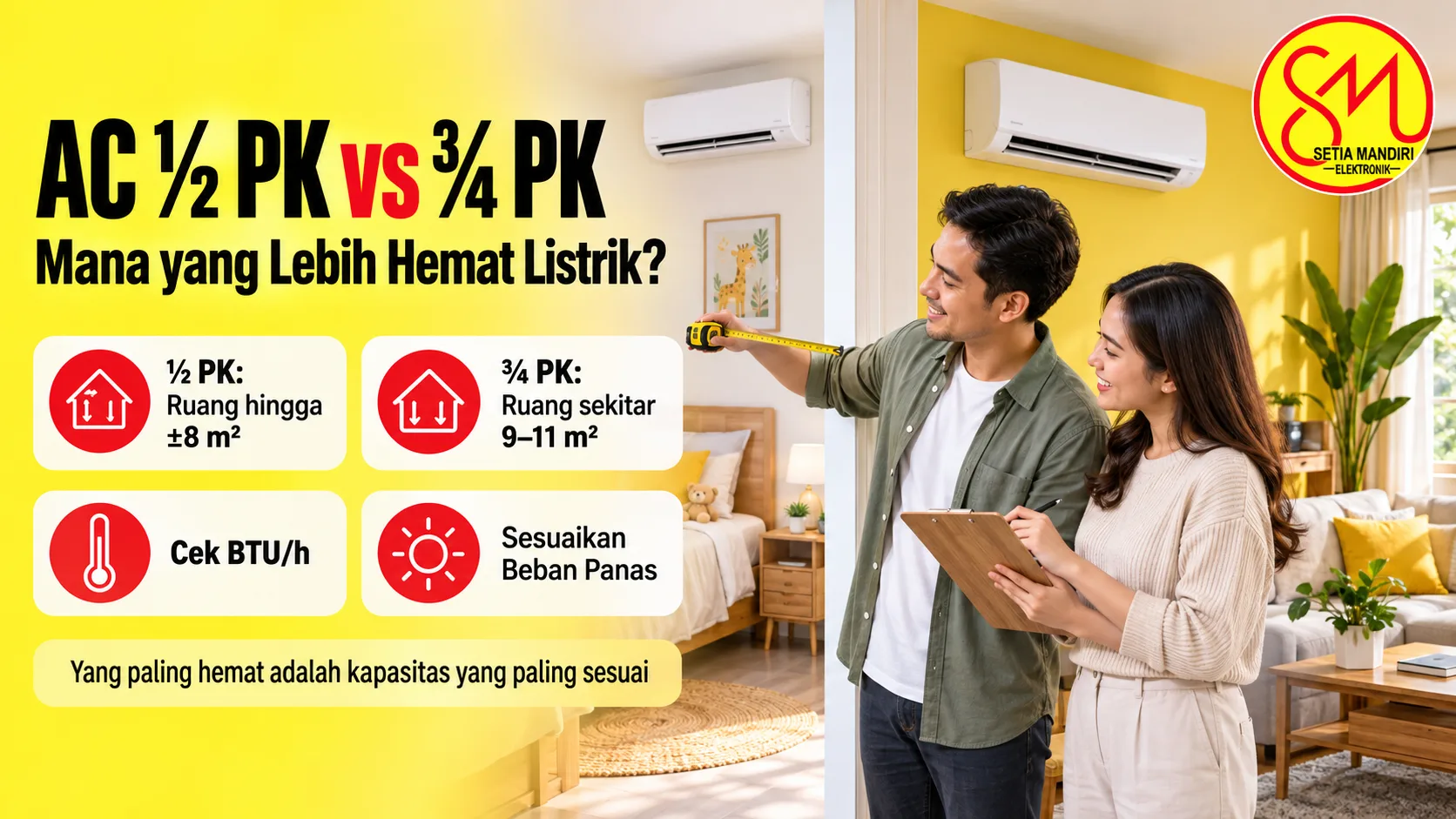 AC ½ PK vs ¾ PK: Mana yang Lebih Hemat Listrik?