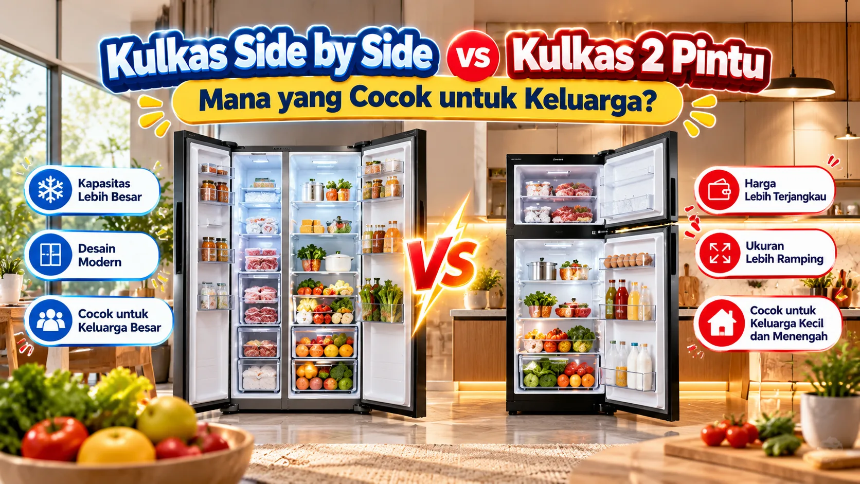 Kulkas Side by Side vs Kulkas 2 Pintu: Mana yang Lebih Cocok untuk Keluarga?